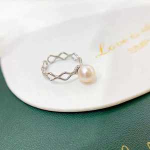 Support de bague en argent S925 pour accessoires de perles DIY avec perles rondes de 6-8 mm, incrustation tendance en forme de beignets frits 1698 - Product Image 2