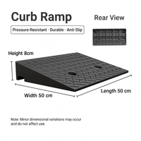 Rampe de trottoir en caoutchouc et plastique, design modulaire durable pour la sécurité des garages et des routes, 50x50x19cm, noir