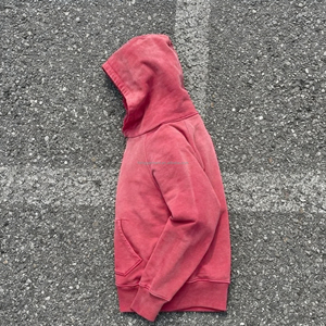 High Quality Vintage Sun Faded No <b>String</b> Pocket Pullover Sweatshirt Custom Heavyweight 400gsm Stone Acid Washed <b>Hoodie</b> Men - Product Image 3