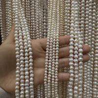 Perle de culture naturelle d'eau douce ronde blanche de 6-7 mm pour la fabrication de bijoux