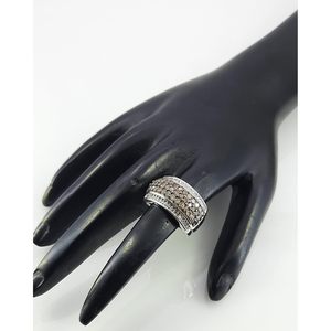Anello di Diamanti Jewelspaark 1.88 Cttw Taglio Rotondo Bianco e Marrone Naturale con Incastonatura a Pavé in Argento <span class=keywords><strong>Sterling</strong></span>, Gioiello di Fidanzamento per Donne - Product Image 5