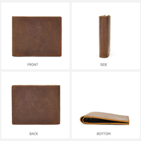 Dompet Lipat Minimalis Kulit Crazy Horse MARRANT untuk Pria, Tempat Kartu Kredit Kulit, Dompet Kulit Asli untuk Pria