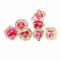 Jeu de dés polyédriques DND en acrylique et résine avec noyau liquide, 7 pièces, bords tranchants, coffret cadeau pour jeux de D&D