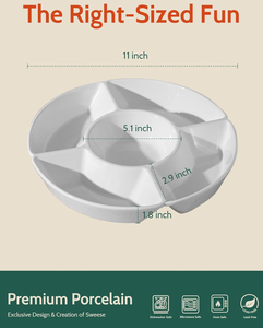 Dip Serving Set Porcelain Divided Serving Platter Relish <strong>Tray</strong> Perfect for Chips and Dip and Veggiesa and <strong>Candy</strong> and Snacks - Product Image 5