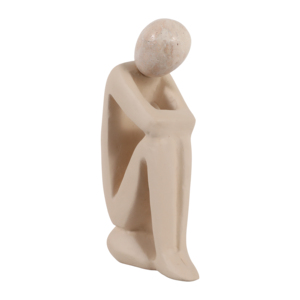 Scultura di Figura Seduta in Ceramica, Statuetta in Pietra per Decorazione di Casa e Ufficio - Product Image 1