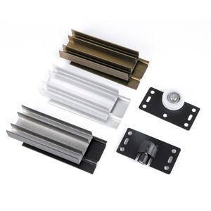 Rails de guidage muraux en alliage d'aluminium Xinshengfa pour portes coulissantes de placard, avec double amortisseur et accessoires de poulies - Product Image 5