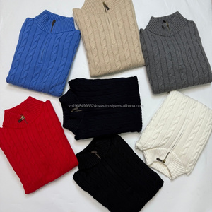 Nouveau style 2026 – Pull en maille brodé RL en coton décontracté à col zippé pour homme - Product Image 2