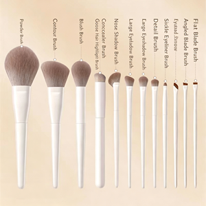 Juego Profesional de 5 Brochas de Maquillaje de Pelo Sintético, para Polvo, Rubor, Sombra de Ojos, Delineador Angular, Mango de Madera, Estilo Plano, para Uso Diario - Product Image 3