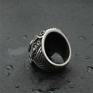 Skull <b>Ring</b> Men's Stainless Steel <b>Silver</b> Retro Punk Style Geometric Design Gift Jewelry 260114 - Product Image 2