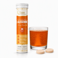 Tablet Effervescent L-Glutathione Rasa Jeruk 20 Tablet OEM ODM, Suplemen Vitamin C, Vitamin E, Kolagen, dan Asam Hialuronat