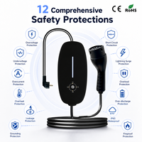 Chargeur EV portable de type 2 IEC 62196, 3,5 kW, 16 A, intelligent, avec lecteur d'empreintes digitales, câble de charge EVSE réglable, prise domestique, IP65, CE, RoHS