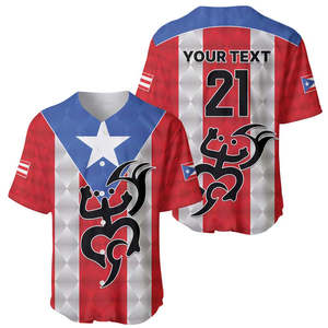 Jersey Baseball Kustom Puerto Rico Sepak Bola, Ayo, El Huracan Azul, Gambar Kustom Sublimasi, Seragam Baseball Puerto Rico - Product Image 2