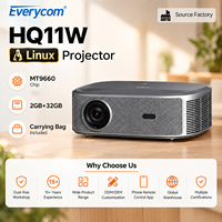 Projecteur Linux HQ11W 1080P/4K compatible Android 15.0 2+32G avec autofocus, LED, Home Cinéma, Stéréo HIFI, Portable pour Gaming