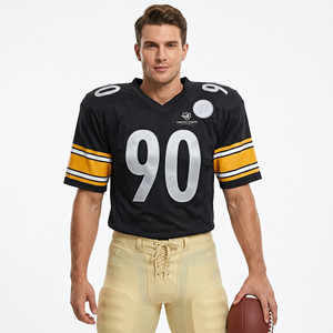 CREDITO SPORTS Camiseta de Fútbol Americano Negra para Hombre, Número 90, Cuello en V, Manga Corta, Poliéster que Absorbe la Humedad, Corte Regular - Product Image 2