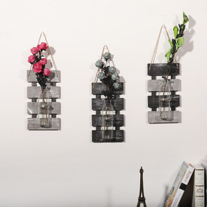 Maceta <span class=keywords><strong>de</strong></span> <span class=keywords><strong>Pared</strong></span> Rústica para Decoración del Hogar, <span class=keywords><strong>de</strong></span> <span class=keywords><strong>Madera</strong></span>, para Colgar, con Tarro <span class=keywords><strong>de</strong></span> Vidrio para Cultivo Hidropónico - Product Image 2