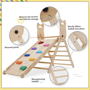 Foldable <strong>Rainbow</strong> Kid Baby Climbing <strong>Toys</strong> Indoor Gym <strong>Wooden</strong> Montessori Climbing Set Adjustable Height Triangle for Toddlers - Product Image 2