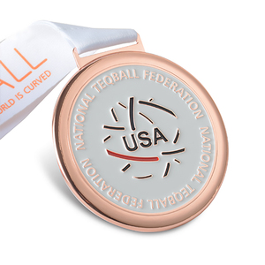 Medalla Conmemorativa Deportiva Personalizada de Fábrica Directa, Fundida en Cobre, con Cinta de la Federación de <span class=keywords><strong>Teqball</strong></span>, Regalos de Campeonato, Acabado Antiguo - Product Image 1