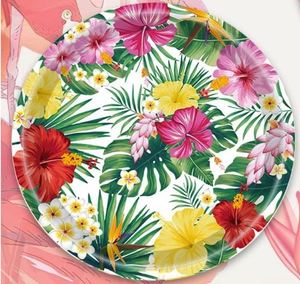 Hawaiian Party Supplies <b>Disposable</b> 12.5 X 10.5 Inch Oval Paper <b>Plates</b> for Luau Decorations - Product Image 5