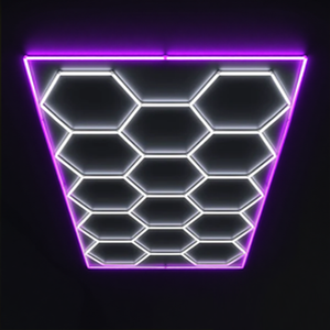 Éclairage d'atelier de détail automobile portable personnalisé, bleu, rouge, blanc froid, 110-240V, LED hexagonale, plafonnier de <span class=keywords><strong>garage</strong></span> - Product Image 1