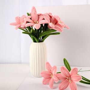 Forever Blooming Pink Lily Bouquet DIY Pipe Cleaner Flower <b>Craft</b> <b>Kit</b> a Heartfelt Handmade Gift for Loved Ones - Product Image 1