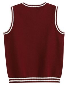 Gilet pull sans manches en tricot à col en V avec motifs LOGO personnalisés pour garçons et filles, <span class=keywords><strong>uniforme</strong></span> scolaire primaire pour enfants - Product Image 2