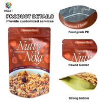 Impresión personalizada a prueba de olores Stand up Zip Lock bolsa para cereales de grano de avena bolsas de embalaje de alimentos PE impresión de huecograbado boquilla superior
