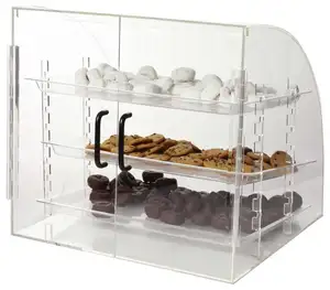 Bakkerij Cake Winkel Custom Clear Window Box Acryl Voedsel Opbergdoos Brood Cookie Cupcake Donut Vitrine