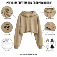 Hoodie pendek wanita bergaya streetwear dengan logo custom, sablon, tali serut, pinggang tinggi, lengan panjang, cocok untuk olahraga dan tari.
