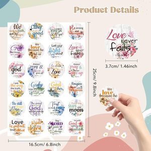 Pegatinas con <span class=keywords><strong>Versículos</strong></span> Bíblicos, Pegatinas Florales con Citas Bíblicas, Calcomanías Cristianas Religiosas Inspiradoras para Manualidades, Tarjetas, Sobres y Sellos - Product Image 4