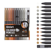 Série de crayons de couleur mécaniques gris-brun terreux, crayons automatiques à tons d'ombre pour un dessin réaliste