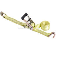 Sangle d'arrimage à cliquet robuste et portable en polyester 100% haute résistance (1500 daN) avec crochets double-J, certifiée CE, 15 pieds
