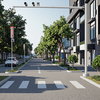 Tiang Lampu Jalan Luar Ruangan Tahan Lama, LED Bulat/Octagonal, Kecerahan Tinggi, Baja Galvanis Abu-abu, untuk Kamera CCTV, Model Lengan Tunggal, Laris Terjual