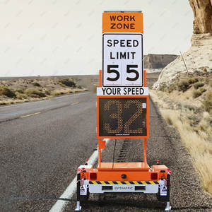 Portable solaire IP54 étanche en aluminium 300mm Radar visuel affichage numérique rétrécissement de route avertissement panneau de signalisation - Product Image 6