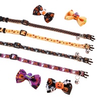 Collier Classique Doux et Résistant pour Animaux de Compagnie, Motif Halloween, avec Boucle Réglable et Nœud Papillon, en Polyester Imprimé, pour Chats et Chiens