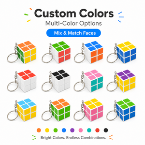 Wholesale 3cm Plastic 3x3 Puzzle Cube Keychain <b>Mini</b> Magic Cube <b>Keyring</b> with Metal Chain Smooth Turning Bulk for Retail Store - Product Image 3