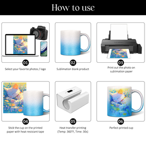 Mug à sublimation à paillettes dégradées 11oz - Design scintillant personnalisable (6 styles de couleurs) - Transfert thermique DIY - Mugs en céramique personnalisés - Product Image 6