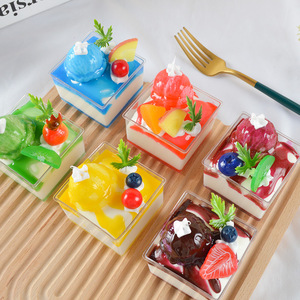 Simulation cup mousse cake model refrigerator magnet fruit dessert cup dessert table decorations photo props - Product Image 5