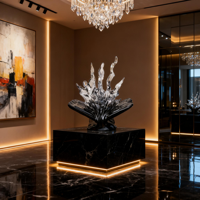 Esculturas Abstractas Creativas de Resina Transparente, Modeladas a Mano, Adornos de Forma Irregular, Decoración de Cristal para Vestíbulo de Hotel, Oficina de Ventas
