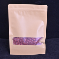 Pochettes d'emballage Doypack en papier kraft brun fenêtre transparente sac zip-lock refermable à la chaleur impression gravure stockage des aliments