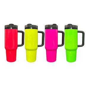 Vaso Personalizado con Logotipo, Libre de BPA, Espejo Verde Plateado, Negro con Colores Neón, Sublimación, con Asa y Pajita - Product Image 1