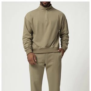 卸売 新デザイン ツーピース セットアップ 1/4ジップ 長袖トップス ジョギングパンツ カジュアル スウェットスーツ メンズ - Product Image 5