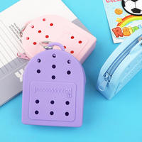 Porte-monnaie unisexe en silicone avec fermeture éclair, personnalisable, portable, pour usage quotidien, avec motif ajouré, pochette de rangement courte avec porte-clés