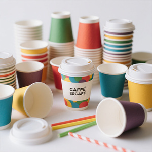 LOKYO Pe Coated Custom Fruit Juice Espresso Coffee Paper Cups 4 oz Disposable Double Wall Paper Cup 12oz