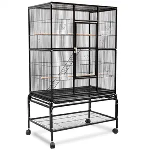 Cage de transport en métal noir de grande taille, en forme de cœur, avec revêtement en poudre, pour élever des perroquets et des oiseaux