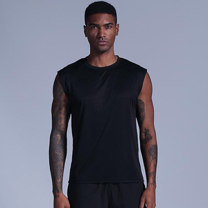 Casual Sporty Quick Dry Breathable O-Neck Sleeveless 100% Polyester T-Shirt Undershirt <b>Singlets</b> Wear Vest <b>For</b> <b>Men</b> - Product Image 2