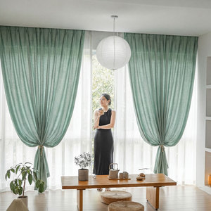 Voilages translucides en lin Wabi-Sabi, rideaux filtrants la lumière, voiles d'intimité, draperies pour balcon, tissu commercial, vente en gros, OEM - Product Image 2