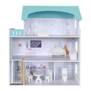 Cina fabbrica bambini paly giochi di abilità pratiche da te tre strati 8 pz mobili in legno grande casa delle bambole per le ragazze - Product Image 6