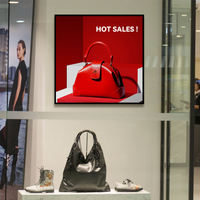 Display LCD Digitale Quadrato per Arte, Alta Luminosità, Cornice Ultra Sottile, Nero, Basato su Cloud per Caffetterie