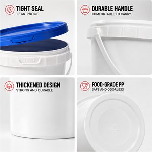 Runde Transparente Eimer mit Deckel, Lebensmittelecht, <span class=keywords><strong>1</strong></span> Gallone, 5 Gallonen, 25 Liter, Schwarze Kunststoffeimer, 20 Liter Fässer & Behälter - Product Image 5