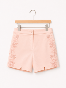 Shorts décontractés brodés pour femmes, taille haute, mode estivale, vêtements du bas élégants et confortables pour dames - Product Image 1